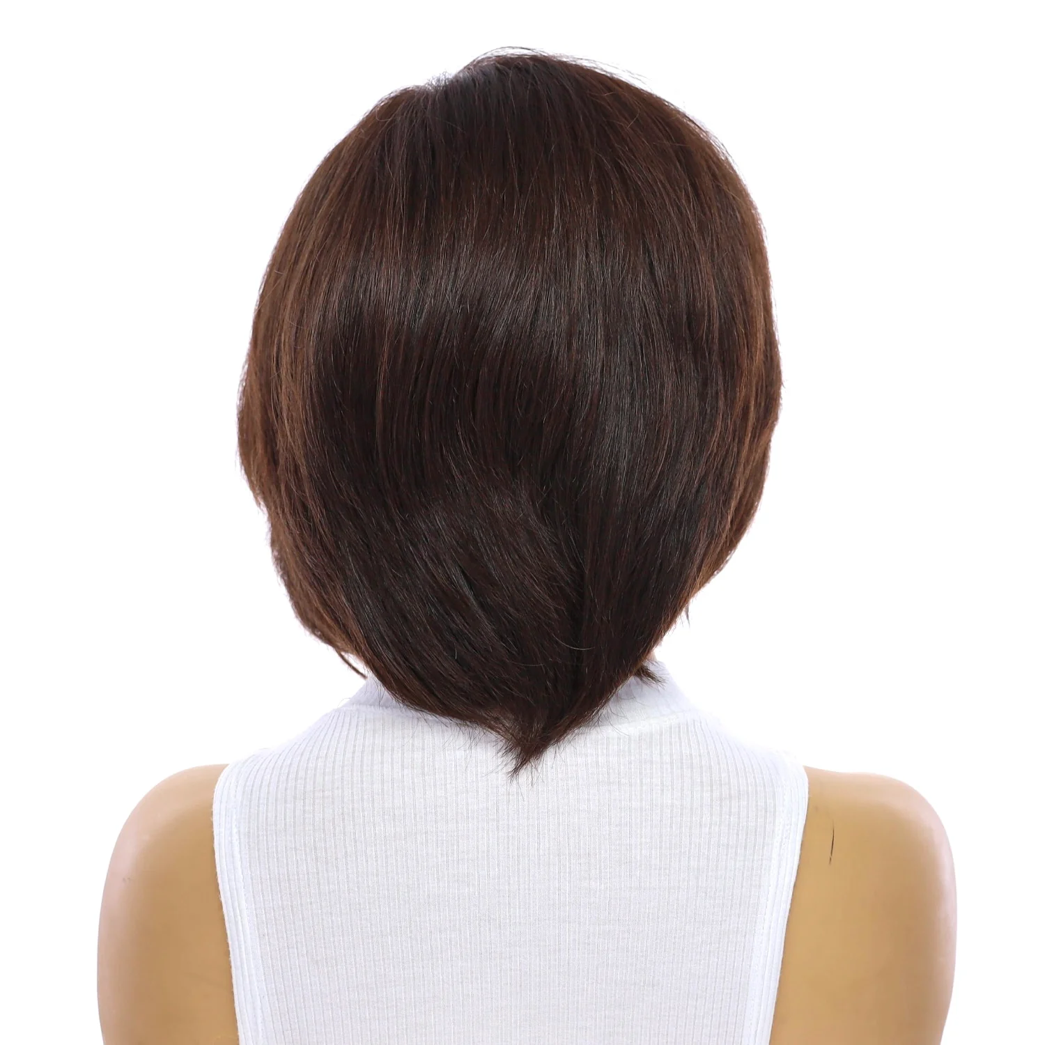 12" Luxe Pixie Silk Top Wig #4 Dark Brown - Image 3
