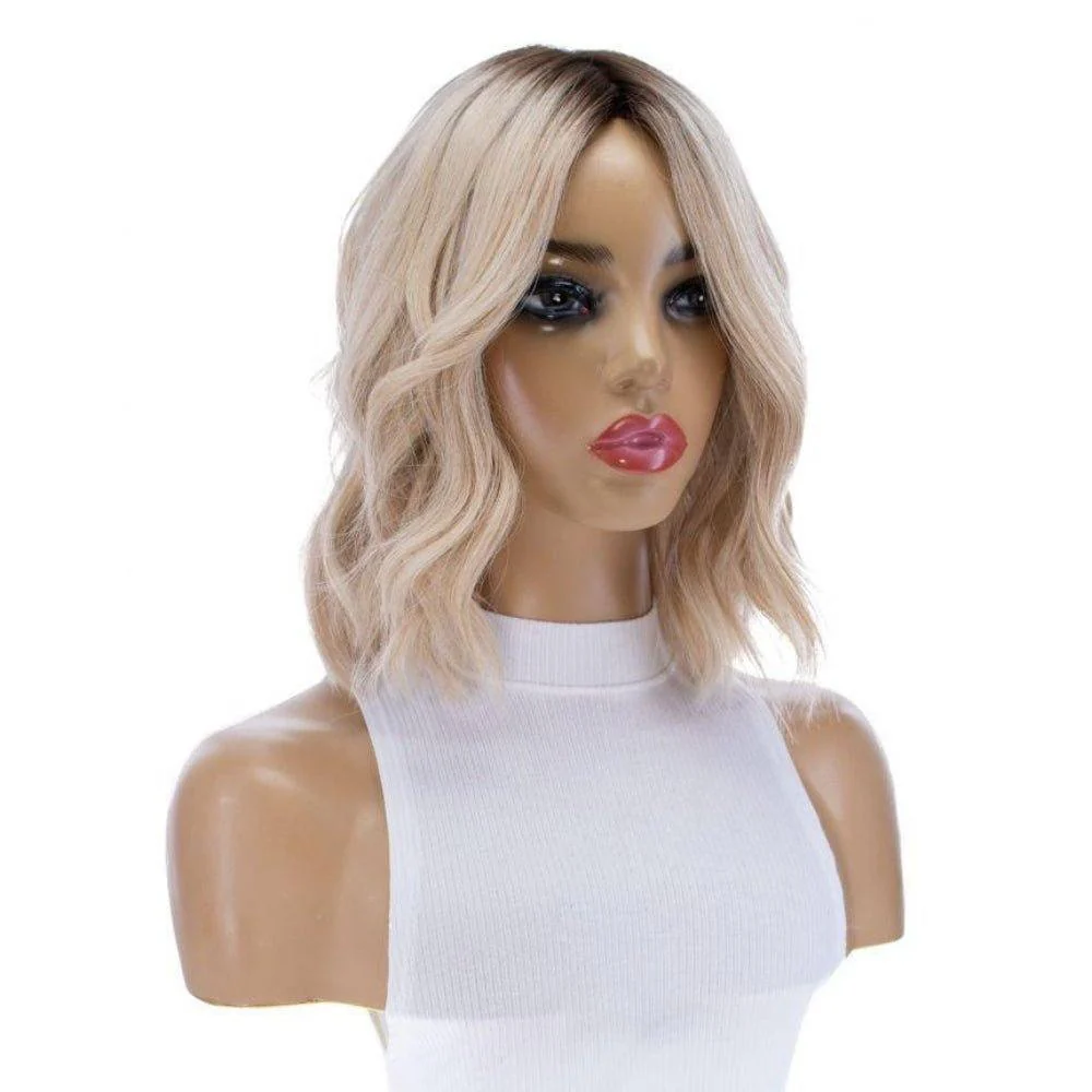 13" Victoria Silk Top Wig Platinum Blonde w/ Partial Rooting - Image 3