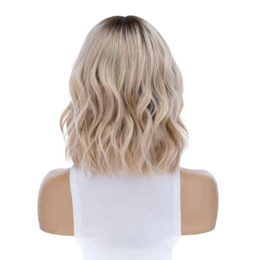 13" Victoria Silk Top Wig Platinum Blonde w/ Partial Rooting - Image 4