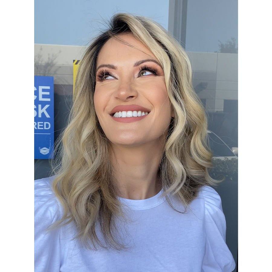 14" Topaz Lace Top Topper Platinum Blonde w/ Partial Rooting - Image 3