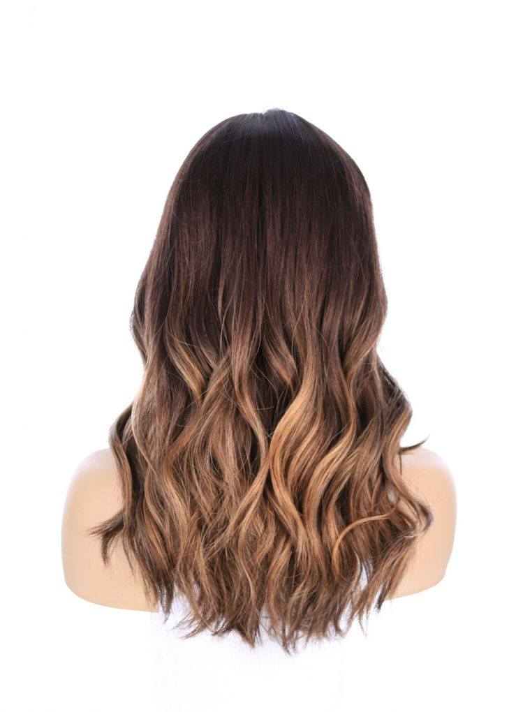 19" Nicole Silk Top Wig Dark Brown Balayage - Image 4