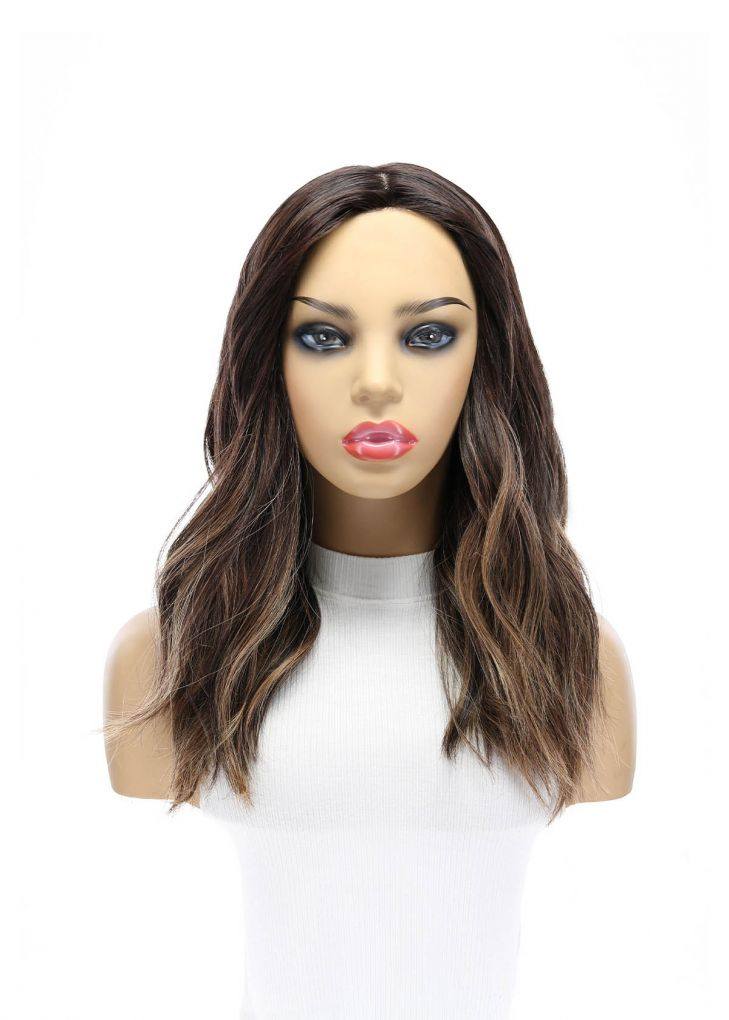 19" Nicole Silk Top Wig Dark Brown Balayage w/ Partial Rooting - Image 3