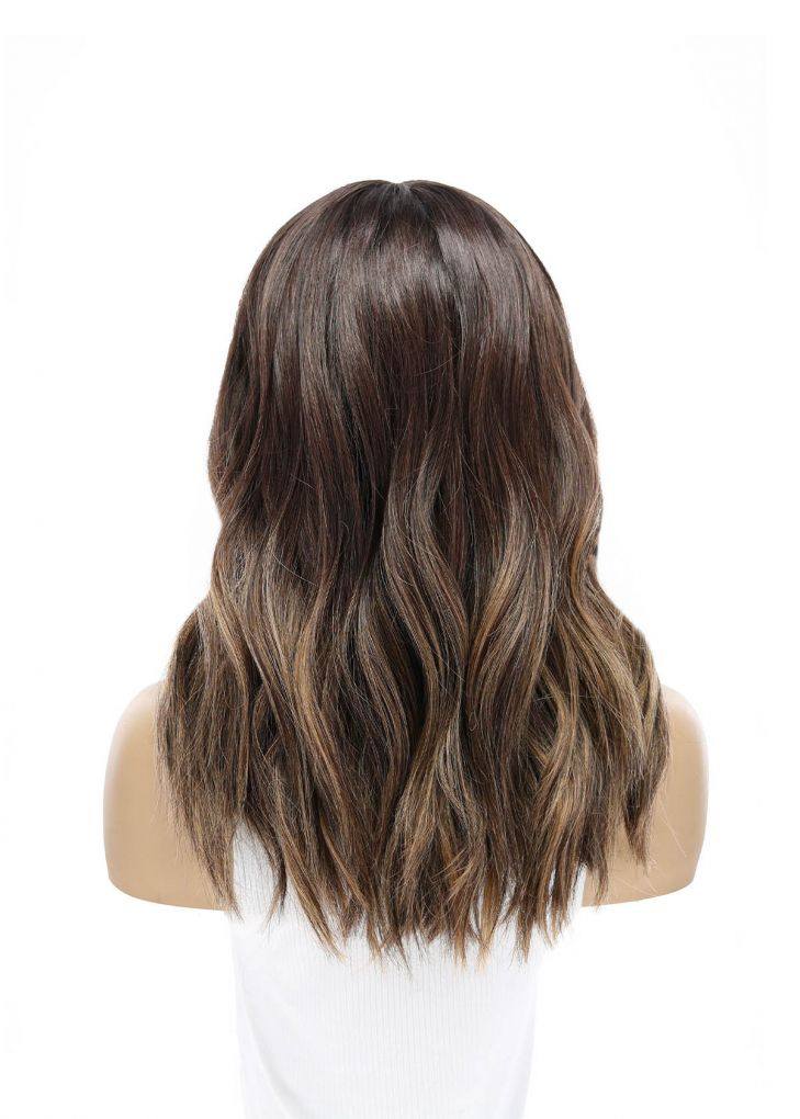 19" Nicole Silk Top Wig Dark Brown Balayage w/ Partial Rooting - Image 5