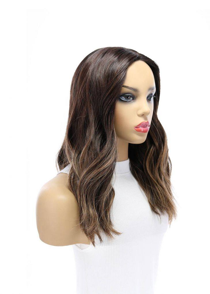 19" Nicole Silk Top Wig Dark Brown Balayage w/ Partial Rooting - Image 6