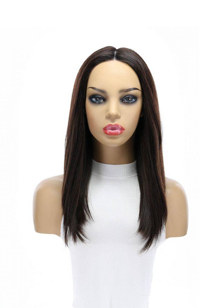 19" Nicole Silk Top Wig Dark Brown w/ Partial Rooting - Image 3