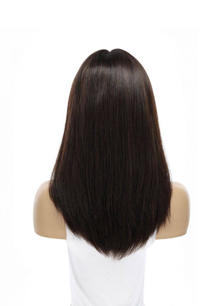 19" Nicole Silk Top Wig Dark Brown w/ Partial Rooting - Image 5