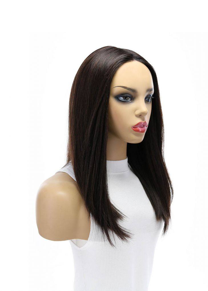 19" Nicole Silk Top Wig Dark Brown w/ Partial Rooting - Image 6