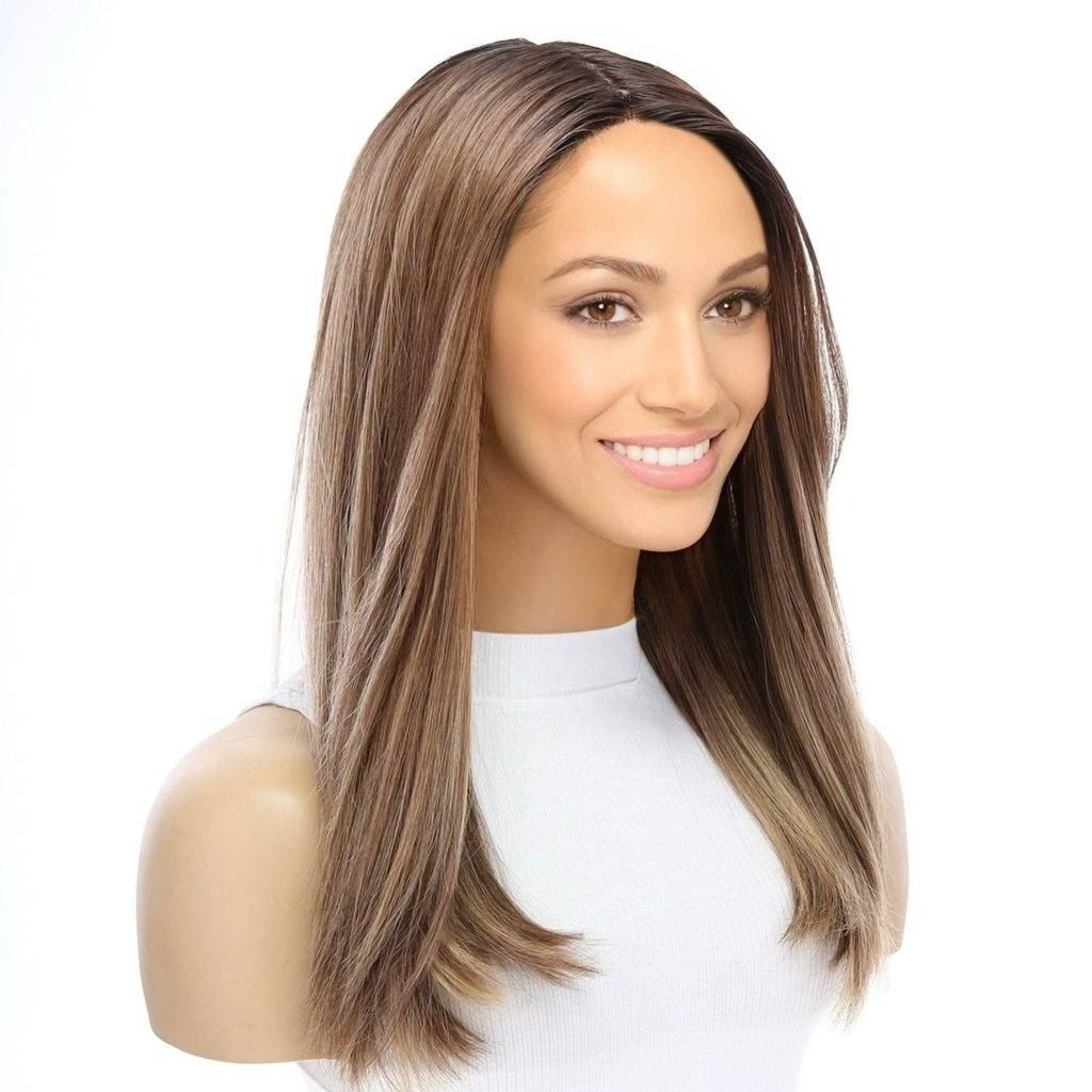 19" Nicole Silk Top Wig Light Brown Babylight w/ Partial Rooting - Image 3