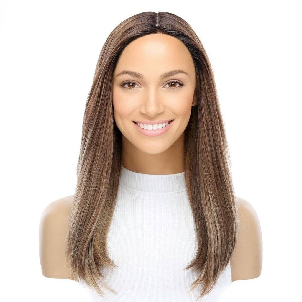 19" Nicole Silk Top Wig Light Brown Babylight w/ Partial Rooting - Image 4