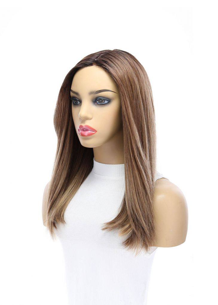 19" Nicole Silk Top Wig Light Brown Babylight w/ Partial Rooting - Image 6