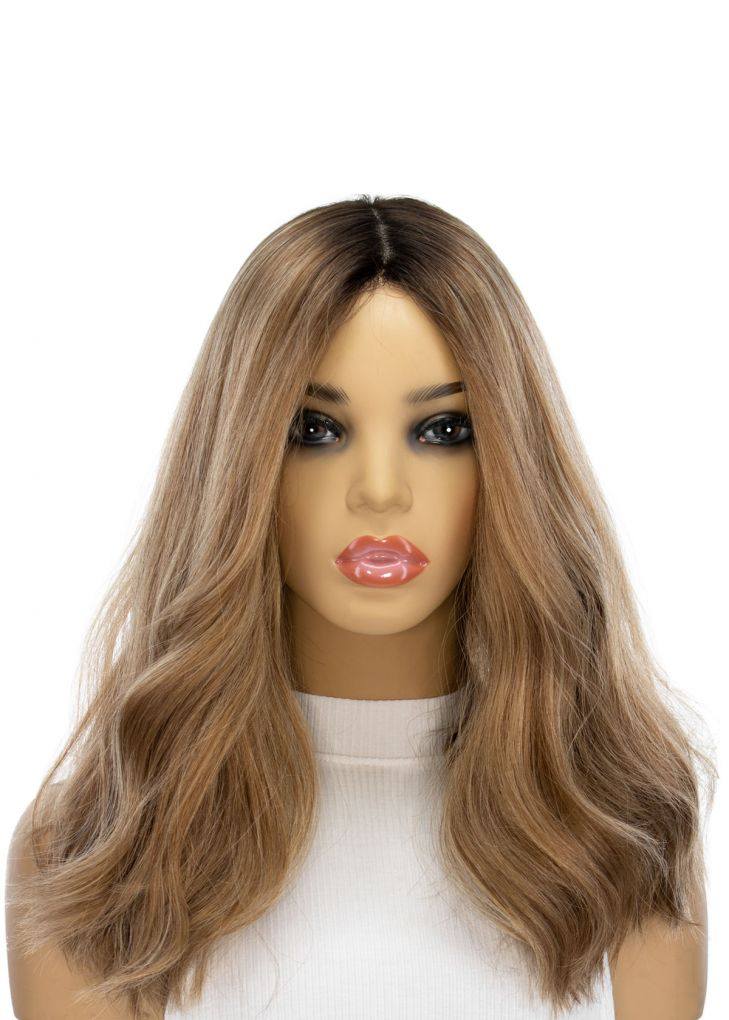 19" Nicole Silk Top Wig Medium Blonde w/ Rooting - Image 4