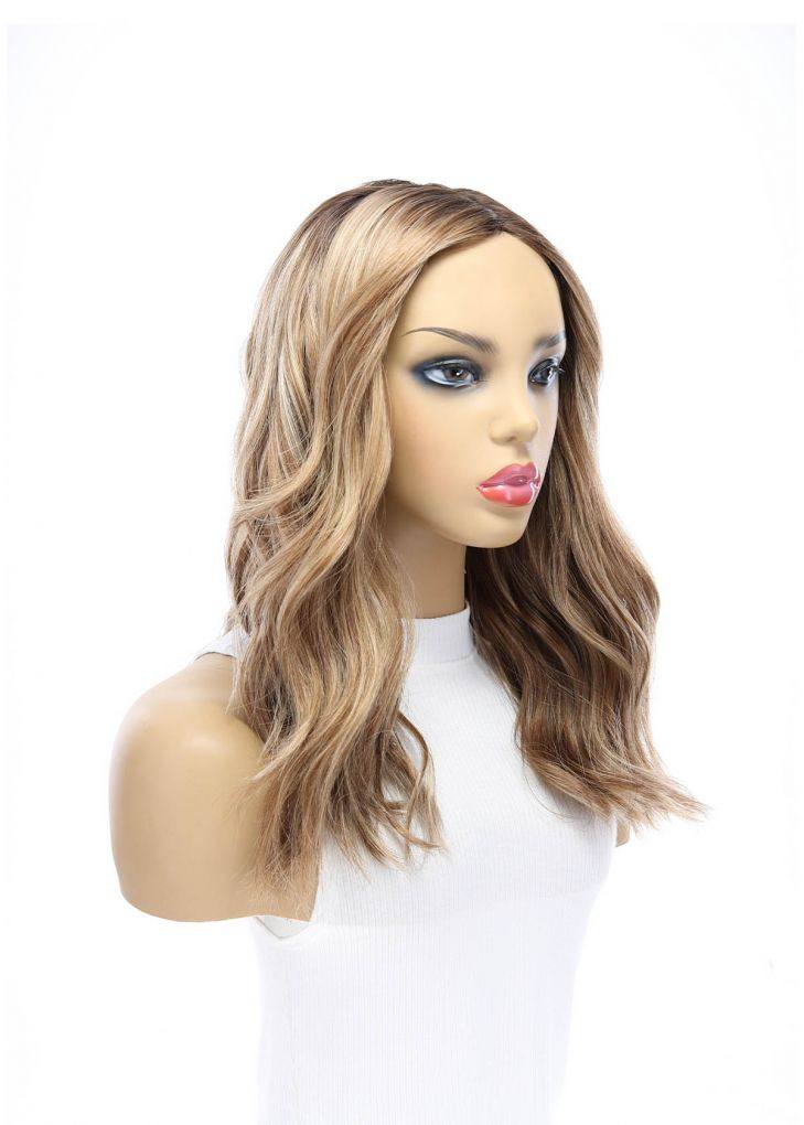19" Nicole Silk Top Wig Medium Blonde w/ Rooting - Image 6