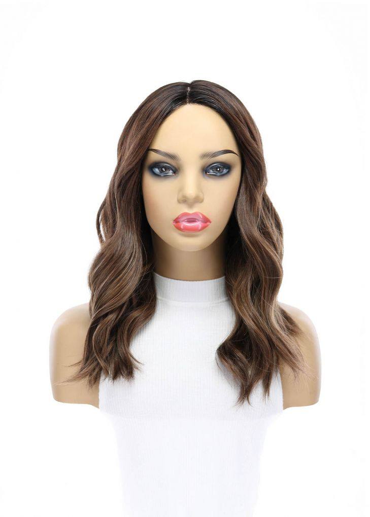 19" Nicole Silk Top Wig Medium Brown Babylight w/ Full Rooting - Image 3