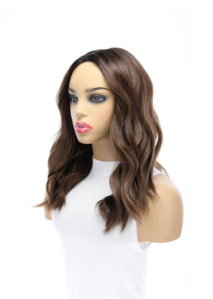 19" Nicole Silk Top Wig Medium Brown Babylight w/ Full Rooting - Image 4