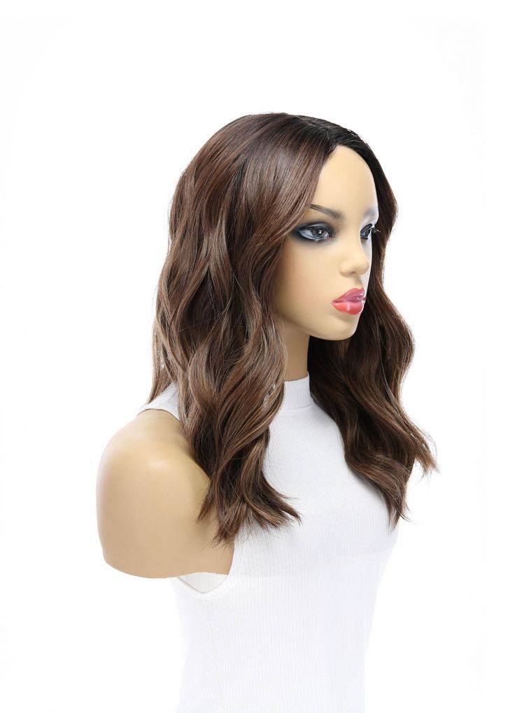 19" Nicole Silk Top Wig Medium Brown Babylight w/ Full Rooting - Image 6