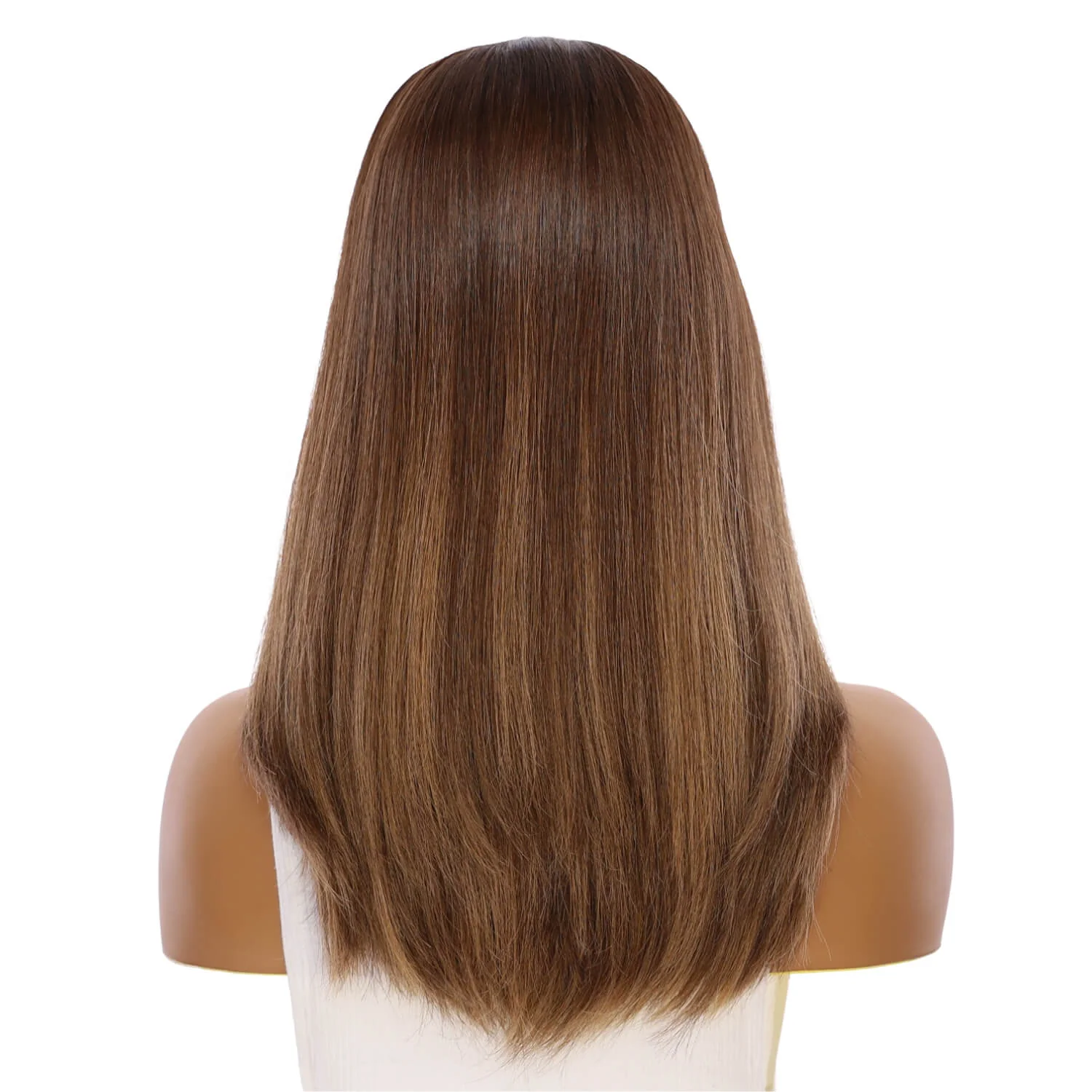 19" Nicole Silk Top Wig Medium Brown Balayage - Image 3