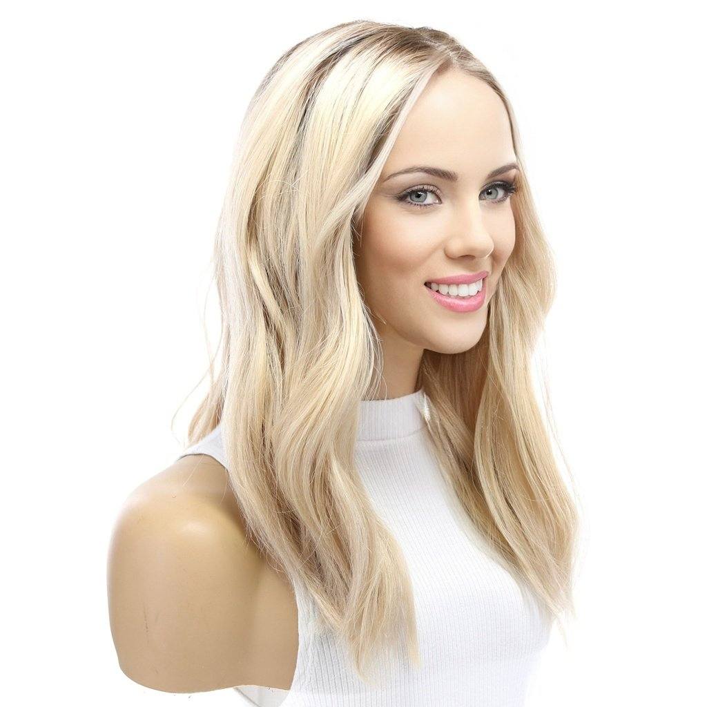 19" Nicole Silk Top Wig Platinum Blonde w/ Partial Rooting - Image 3