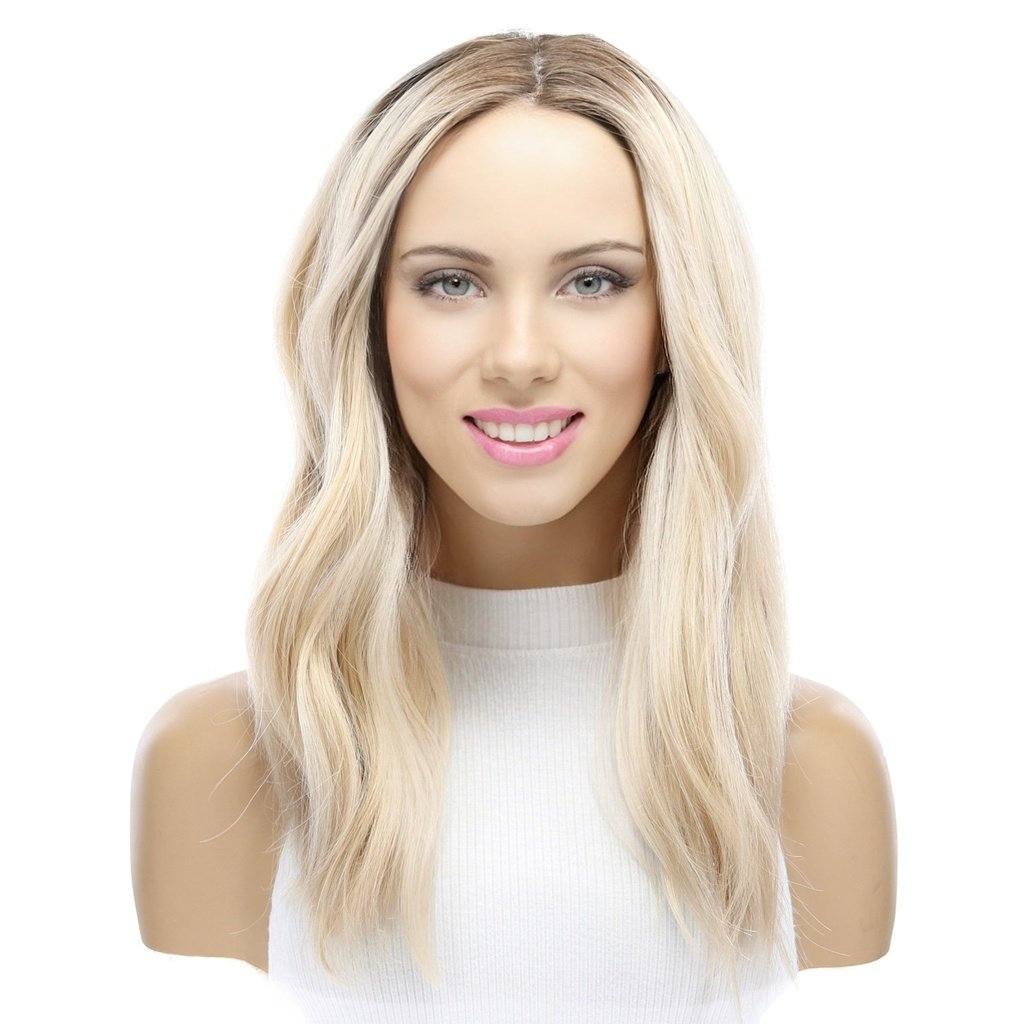 19" Nicole Silk Top Wig Platinum Blonde w/ Partial Rooting - Image 4