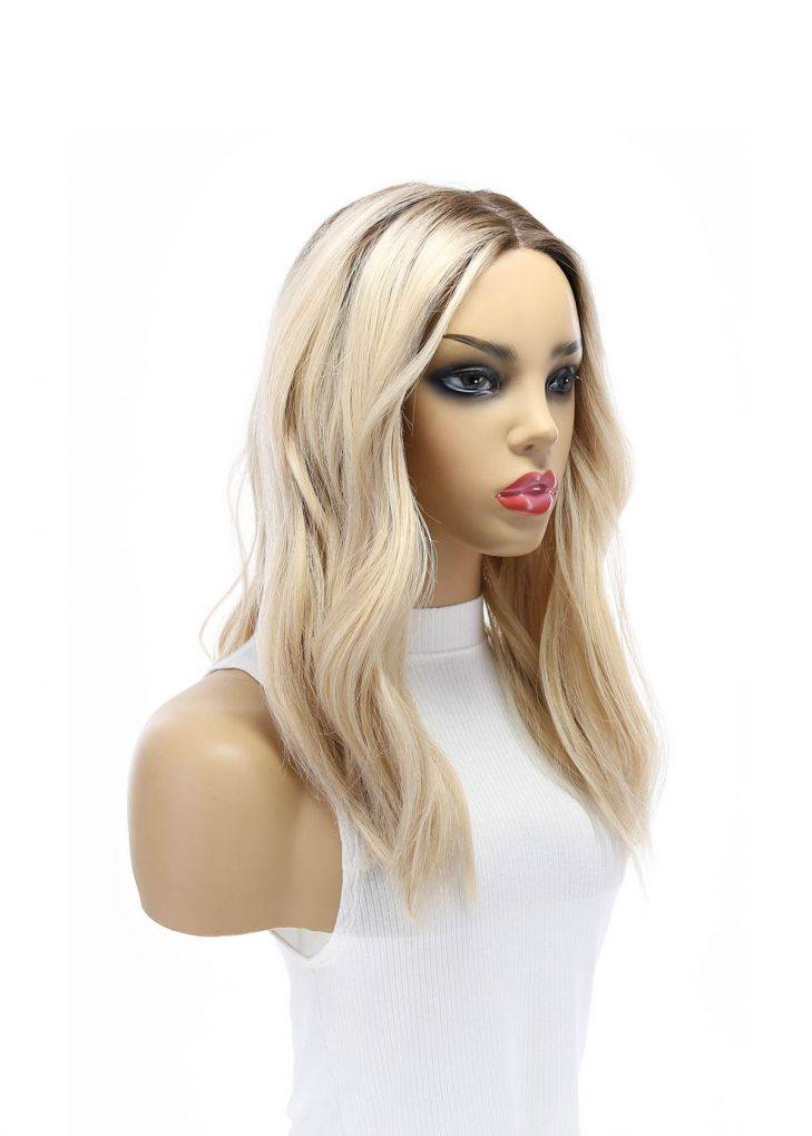 19" Nicole Silk Top Wig Platinum Blonde w/ Partial Rooting - Image 5
