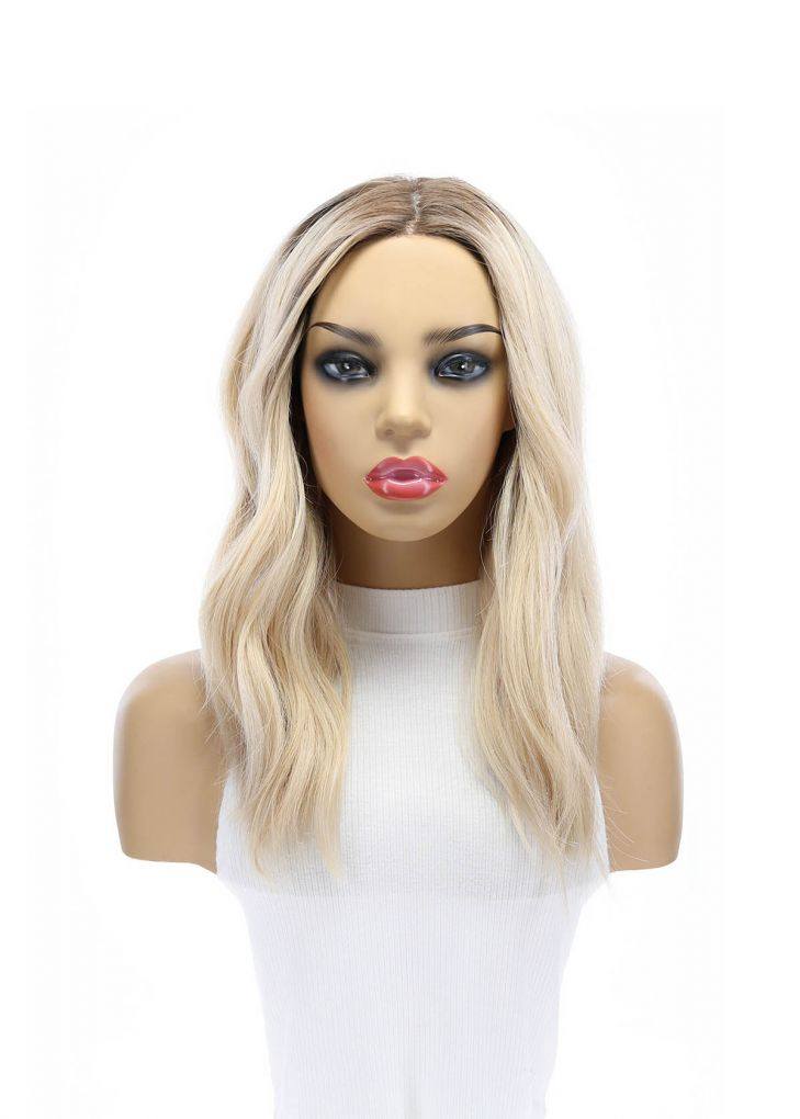 19" Nicole Silk Top Wig Platinum Blonde w/ Partial Rooting - Image 6