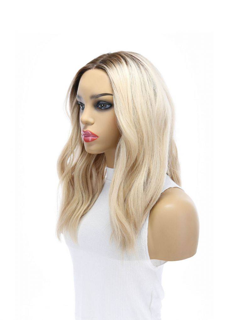 19" Nicole Silk Top Wig Platinum Blonde w/ Partial Rooting - Image 7