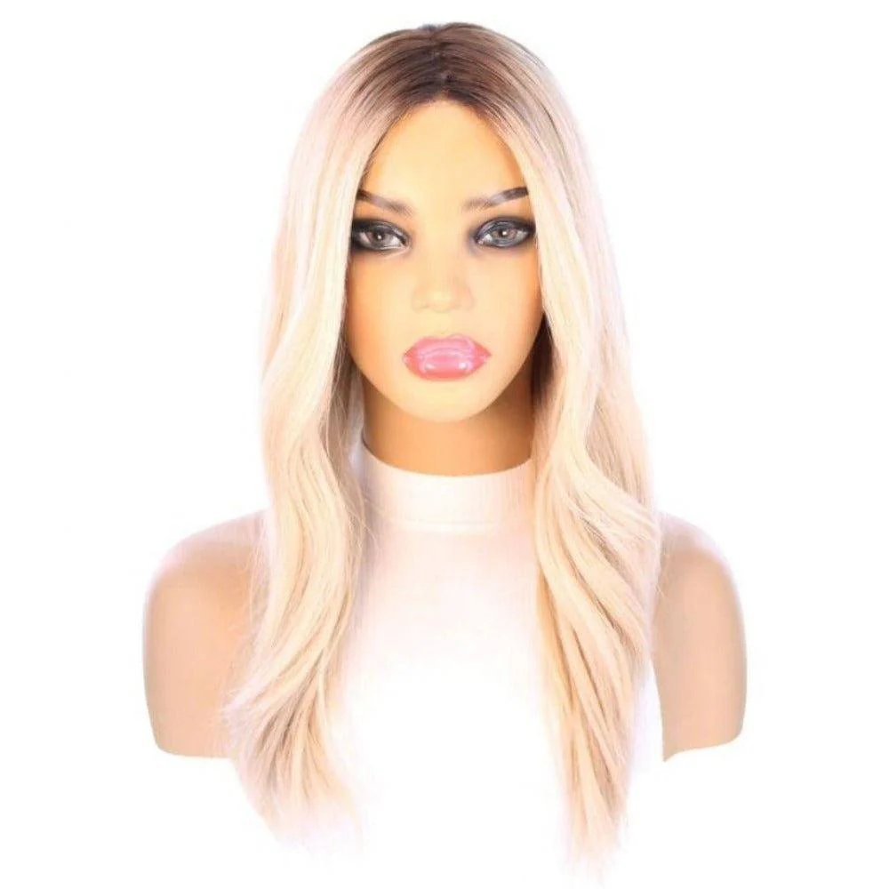 22" Reese Silk Top Wig Platinum Blonde w/ Rooting - Image 3