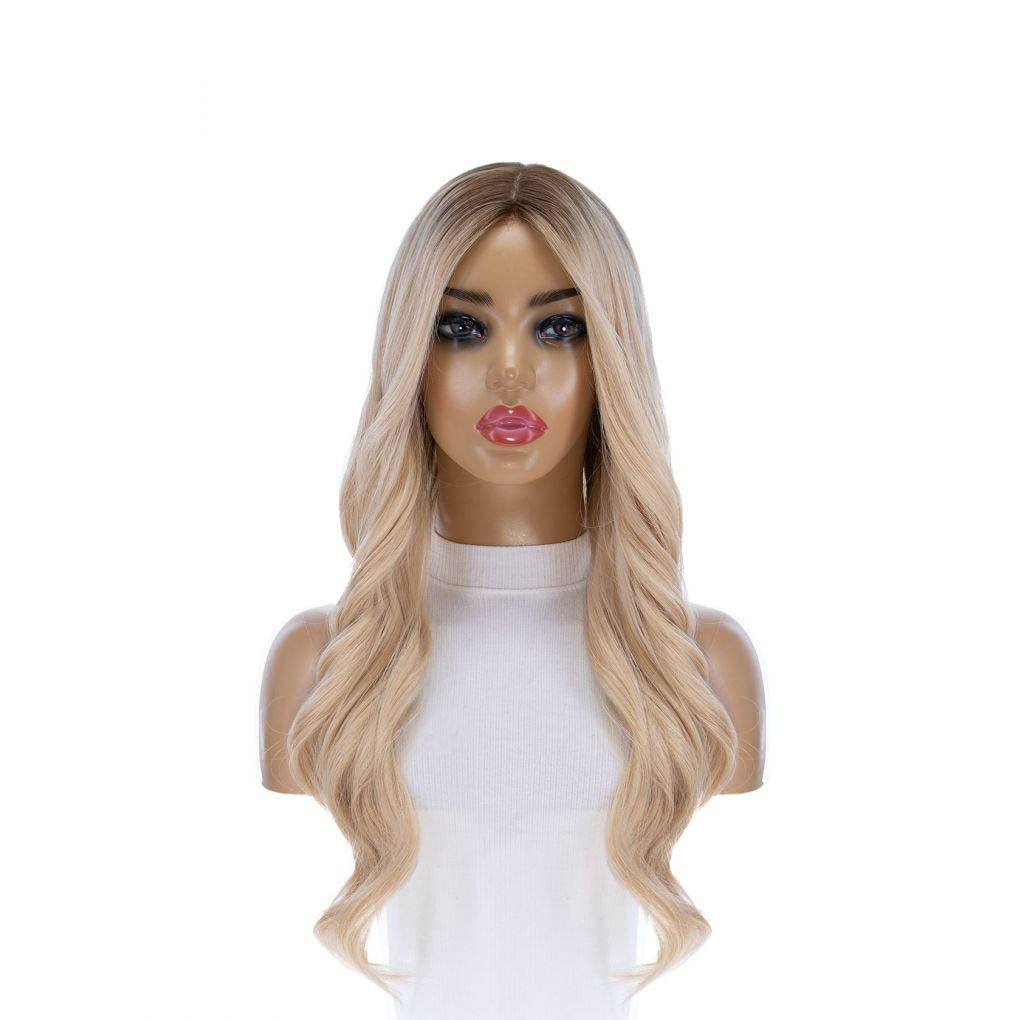 26" Ponytail Silk Top Wig Beige Blonde - Image 5