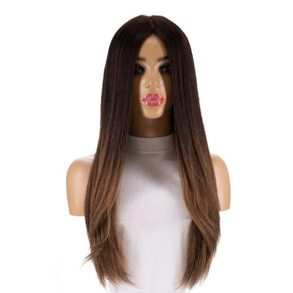 26" Ponytail Silk Top Wig Dark Brown Balayage - Image 3