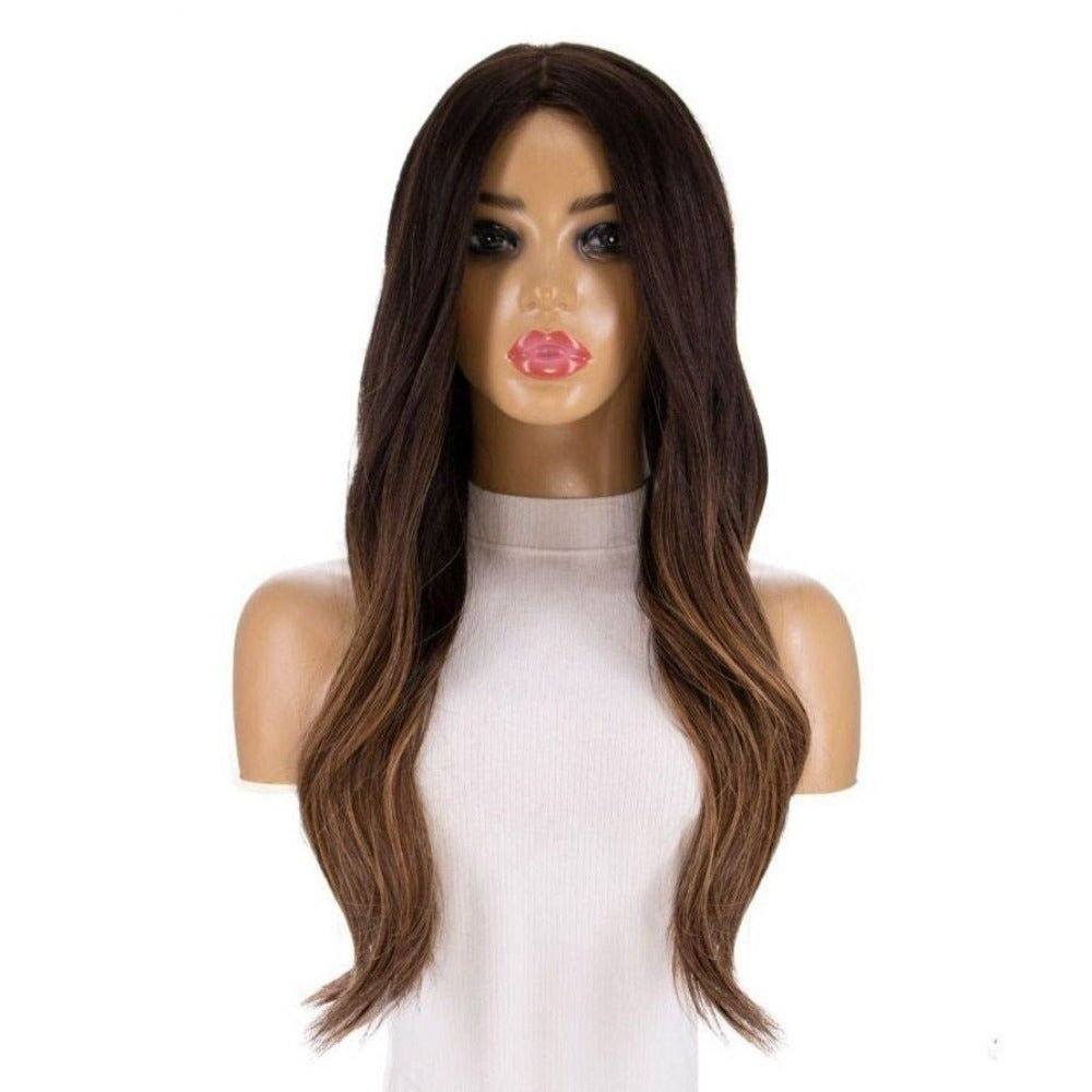 26" Ponytail Silk Top Wig Dark Brown Balayage - Image 5