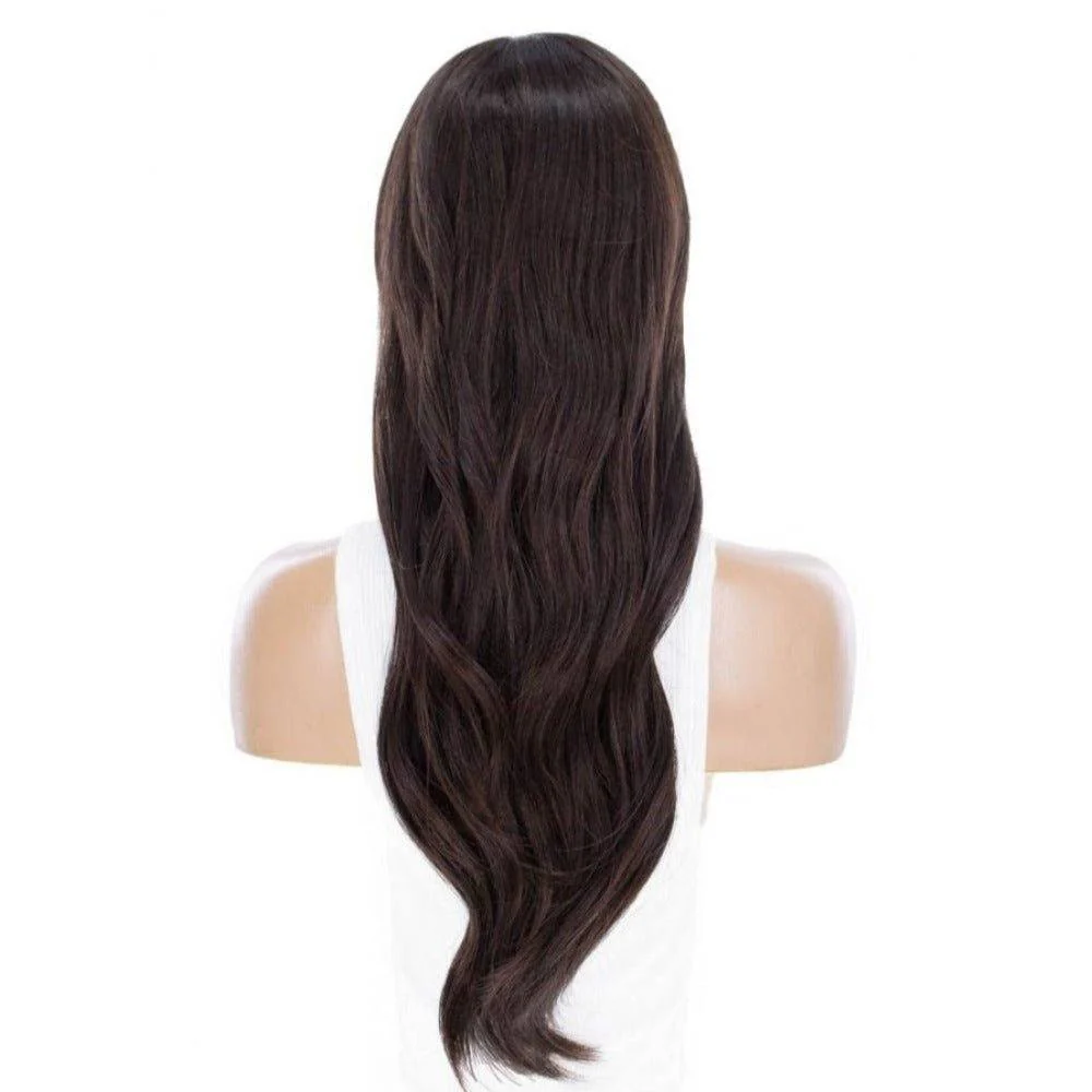26" Ponytail Silk Top Wig Dark Brown - Image 3