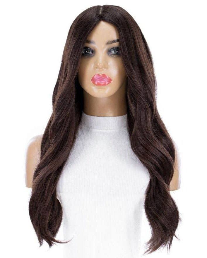 26" Ponytail Silk Top Wig Dark Brown - Image 4