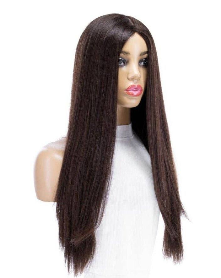26" Ponytail Silk Top Wig Dark Brown - Image 5