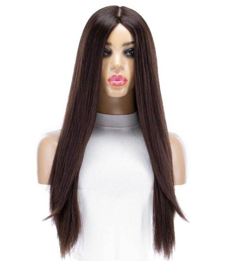 26" Ponytail Silk Top Wig Dark Brown - Image 6
