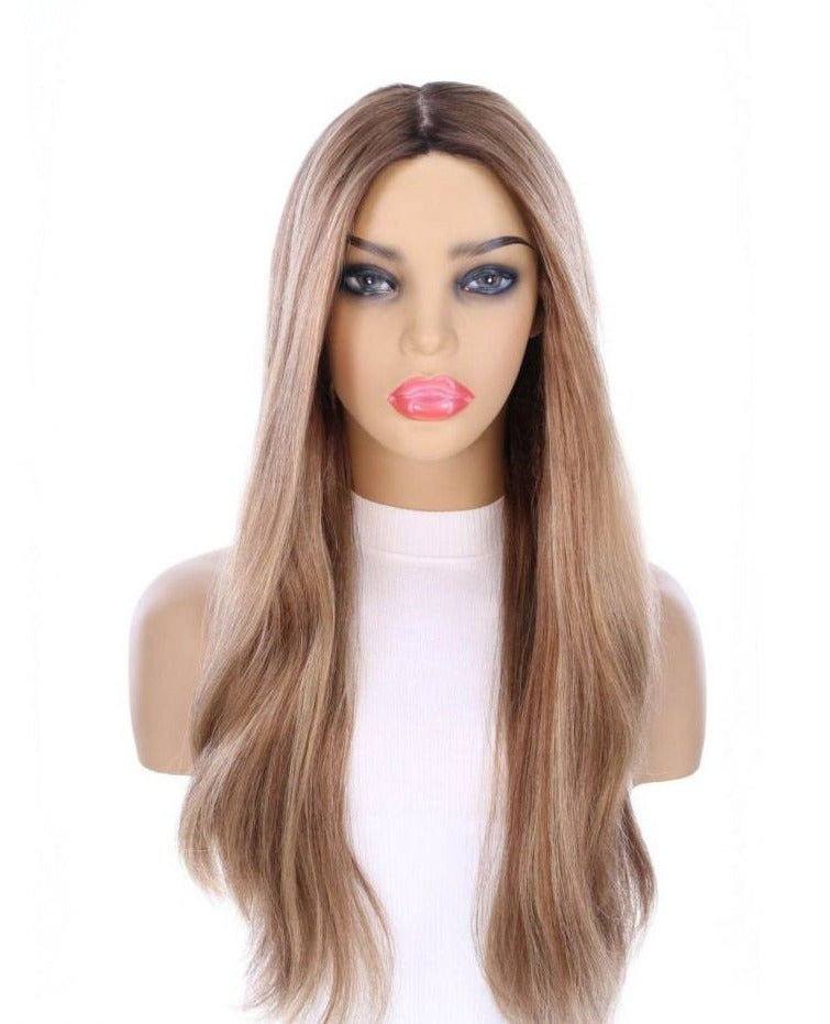 26" Ponytail Silk Top Wig Medium Blonde w/ Full Rooting - Image 3
