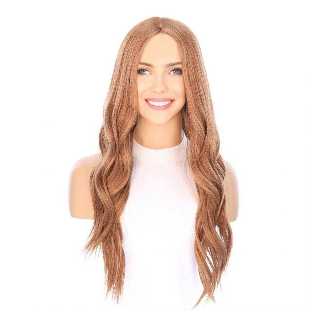 26" Ponytail Silk Top Strawberry Blonde Wig - Image 3
