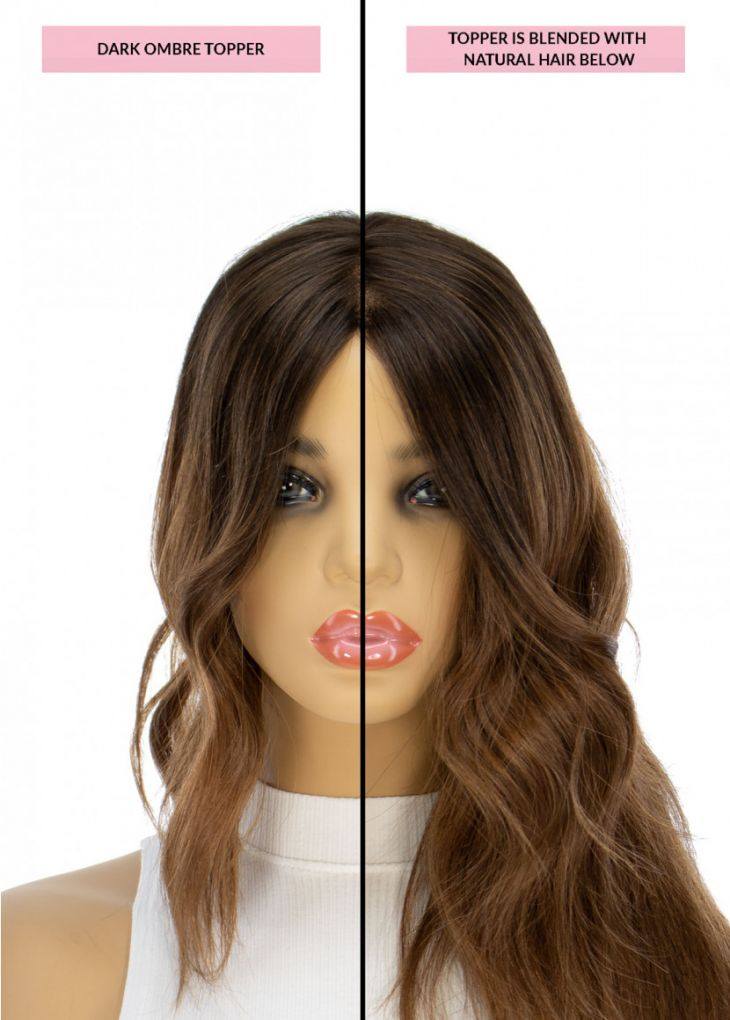 14" Topaz Lace Top Topper Dark Brown Ombre - Image 3