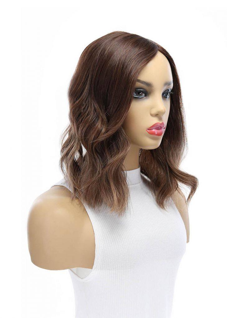 14" Emerald Silk Top Topper Medium Brown Balayage - Image 3