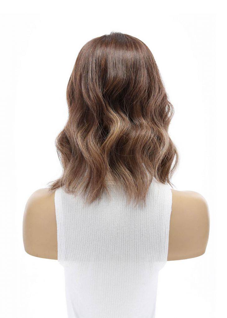 14" Emerald Silk Top Topper Medium Brown Balayage - Image 7